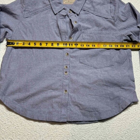 NWOT Free People We The Free Classic Oxford Top Button Front Pocket Purple Sz M - Picture 9 of 10